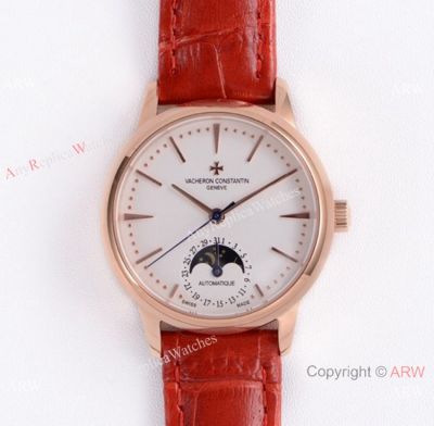 (VC) Best Replica Vacheron Constantin Patrimony Moon phase Rose Gold Diamond Watch 32mm